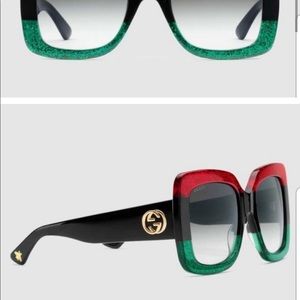 Gucci sunglasses oversized red and green glitter sold out